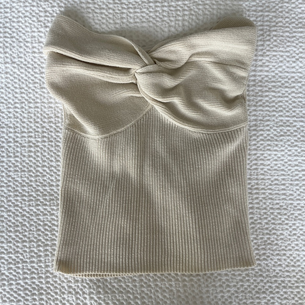 Cream Knit Strapless Top